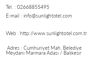 Sunlight Otel iletiim bilgileri